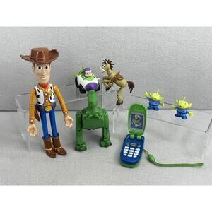 Lot Disney Pixar Toy Story Figures Woody Rex Buzz Alien Phone